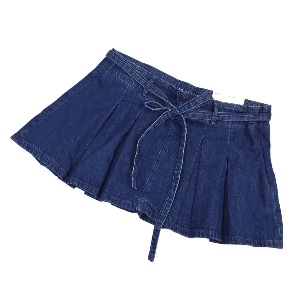 American Eagle Womens Denim Tie Waist Mini Skort Sz 8 Blue Y2K Style Summer NWT